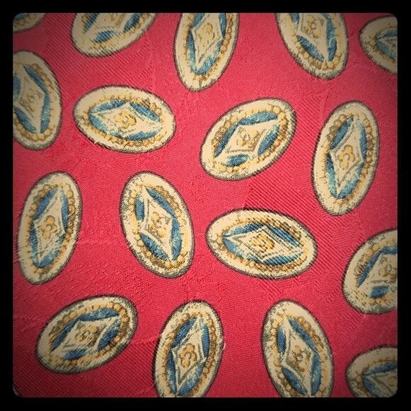 Ermenegildo Zegna Red Luxury Geometric Oval Print - Picture 1 of 4